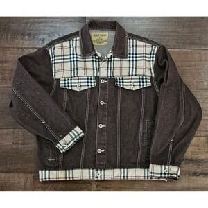 Y2K 90s VTG Hip Hop Distressed Urban Streetwear Nova Check Plaid Brown jacket